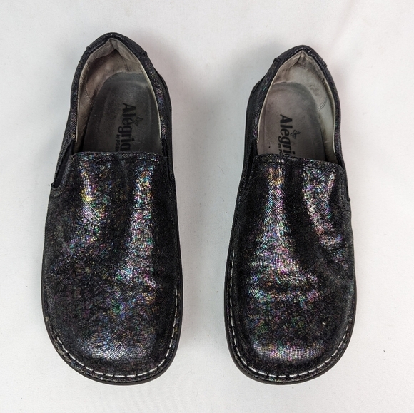 Alegria sz 40/9.5 Leather Slip On Brook Tranquil Multi Color Shoes Double Gore - Picture 5 of 14